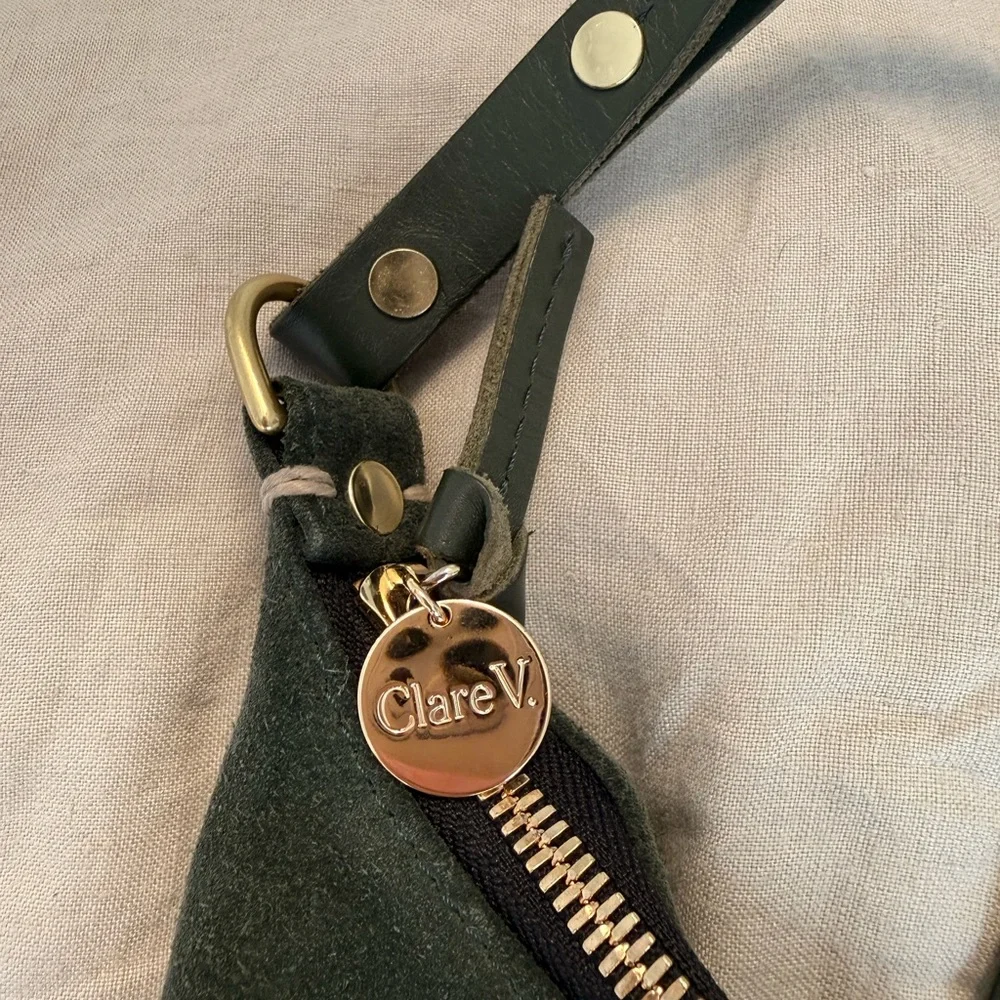 Clare V Suede Petite Jean Bucket Bag in Loden Green - Picture 9 of 13